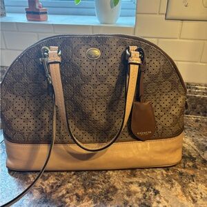 Coach Perforated Brown and Tan Shoulder Bag